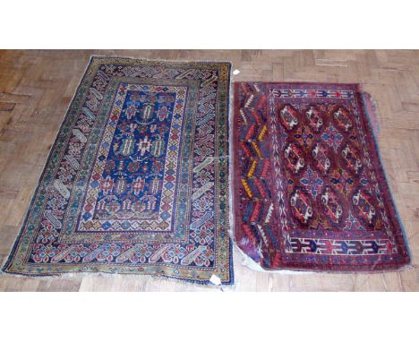 Turkomon saddlebag 116cm x 81cm also a Caucasian carpet 146cm x 86cm Condition reports are not available for the Interiors Sa