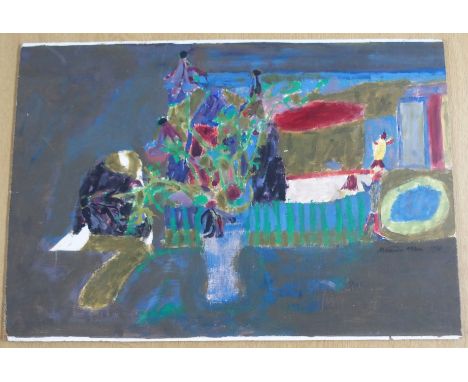 •ALEXANDER ALLAN RSW (SCOTTISH 1914-1972) STILL LIFE Mixed media on board, signed and dated 1968, 35 x 52cm (13 3/4 x 20 1/2"