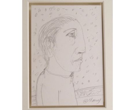 •JOHN BELLANY CBE, RA, HRSA, LLD (LON) (SCOTTISH 1942-2013) MALE PORTRAIT IN PROFILE Pencil on card, signed, 22 x 14.5cm (8 1