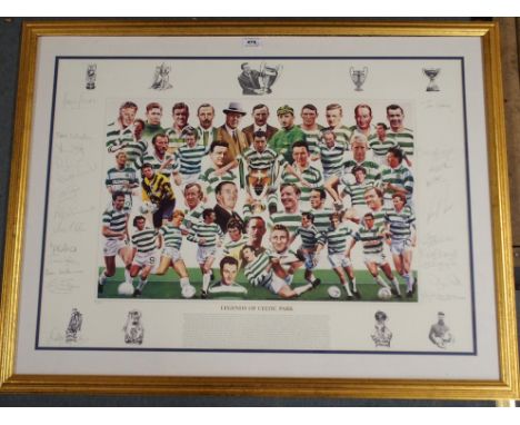 LEGENDS OF CELTIC PARK LIMITED EDITION PRINT No. 47 of 1967, the margin bearing numerous player autographs, framed and glazed