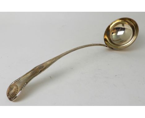 A SILVER SOUP LADLE by David McDonald, Glasgow 1832, the circular bowl with stem terminal in the Kings pattern, 37cm long, 26