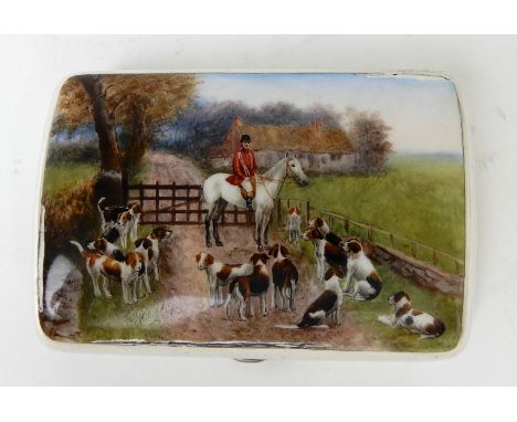 A SILVER CIGARETTE CASE by Sampson Mordan &amp; Company, London 1890, of curved rectangular form, the hinged cover enamelled 