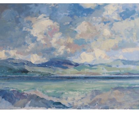 TOM H SHANKS RSW, RGI, PAI (SCOTTISH 1921-2020) SKY AND HILLS Oil on canvas board, 46 x 61cm (18 x 24") Provenance - The Esta