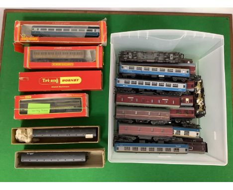 Twenty Five OO Gauge/4mm Mainly Unboxed Coaches, by Hornby, Lima, Tri-ang, etc, various liveries ie. L.M.S/BR maroon, Inter-C