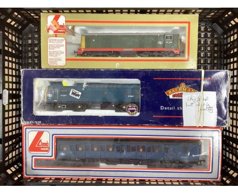 Three OO Gauge Diesels by Lima and Bachmann including Lima Class 117 DMU Power Car, untested, playworn, boxed.