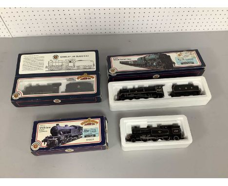 Three Bachmann OO Gauge Steam Locomotives, all boxed including 4-6-0 Rebuilt Patriot Class, playworn, untested.