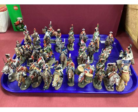 Twenty Seven White Metal Model Mounted Military Figures by Del Prado to include Officer, British 5th Dragoon Guards 1812, mod