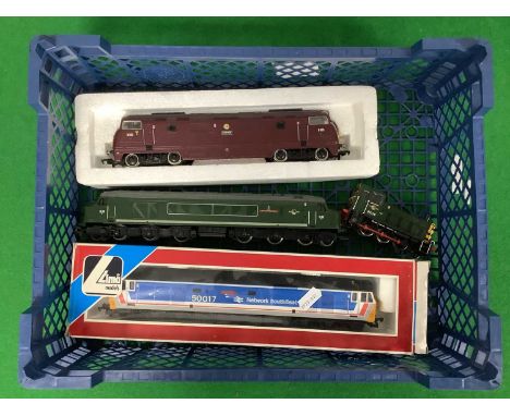 Four OO Gauge/4mm Unboxed Diesel Locomotives, comprising a Mainline Class 45 Co-Co BR green R/No D52; a Mainline Warship Clas