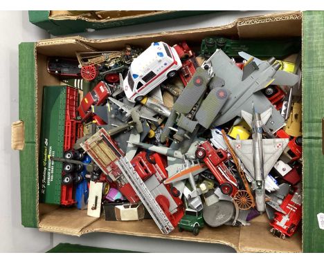 A Quantity of Diecast and Plastic Model Vehicles by Corgi, Ertl, Matchbox, Lledo and other to include Military Aircraft, Comm