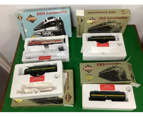 Four HO Gauge Proto 2000 Boxed U.S.A Outline Diesel Locomotives, comprising two Alco Class FA2 Ref No's 8324 and 8325 in Alco