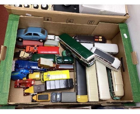 A Collection of Diecast and Plastic Model Vehicles mostly Buses and Commercials by Corgi, Burago, Vitesse, City, Solido and o