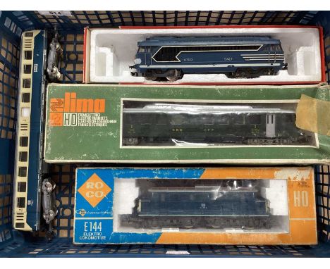 Four HO Gauge Diesel Outline Continental Locomotives, by Lima and others, all spares / repairs / untested.