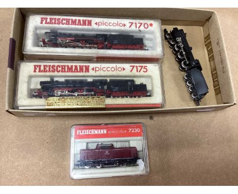Four Continental Outline N Gauge Locomotives including Two Fleischmann 2-10-0 Locomotives, untested, mostly boxed.