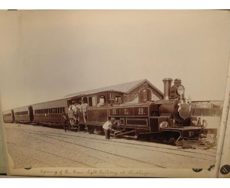 INDIA / SIERRA LEONE: an oblong album containing dry-mounted photographs, b/w, mostly pertaining to the Barsi Light Railway &