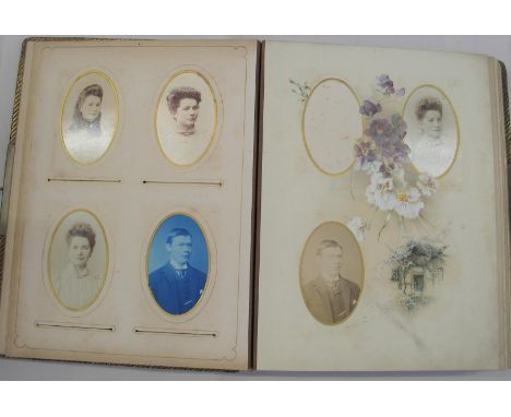 PHOTOGRAPHS / PORTRAITS, a late Victorian photo album with portrait photos, HARE family, spine a/f