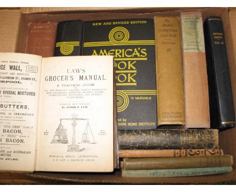 [COOKERY] LAW's Grocer's Manual, covers &amp; inner hinges selotaped, Liverpool, [1895]; FARMER (Fannie) The Boston Cooking S