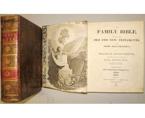 [BIBLE] HENRY (M.) &amp; BLOMFIELD (E.) editors: A New Family Bible, 2 vols., 4to, plates, contemp. flamed calf, Bungay, 1812