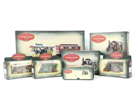A collection of Corgi Vintage Glory boxed vehicles, to include A Showman's Locomotive Fowler B6 'Onward-Le Mont Blanc and Car