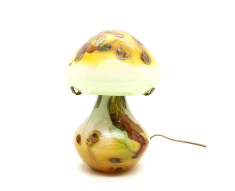 French art glass table lamp and mushroom shade, 30cm high