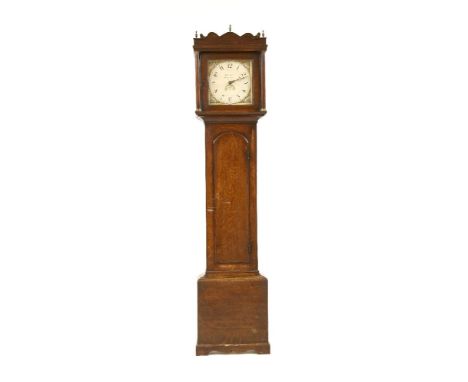 A Wenham of Watton 30 hour oak cased longcase clock, with a painted dial with date aperture