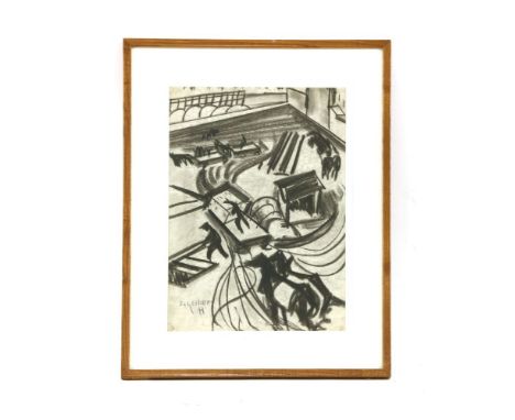 Scheiber Hlithograph print of a charcoal drawing46 x 34cm 