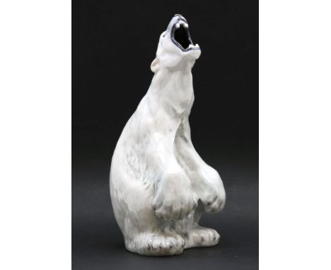 A Royal Copenhagen roaring polar bear,  numbered 060, 32cm