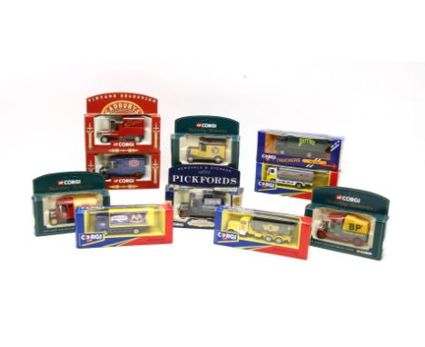 A collection of Corgi vehicles, to include four Goldie Stobart Ltd 61203, four Pickford Removals 61207, four BP 61224, two vi