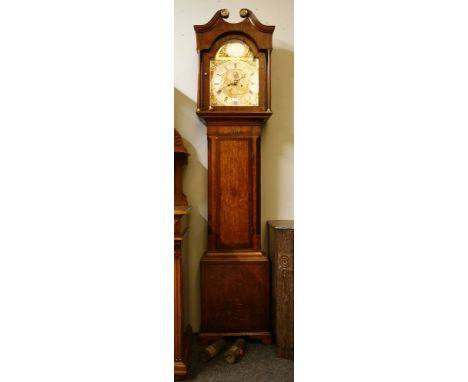 A late George III inlaid oak eight day longcase clock by Richard Davies of London, the engraved brass dial with subsidiary se