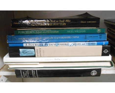 A quantity of ceramic related reference books including A Potwork in Devonshire (Bovey Tracey), Wemyssware, Donyatt Pottery, 