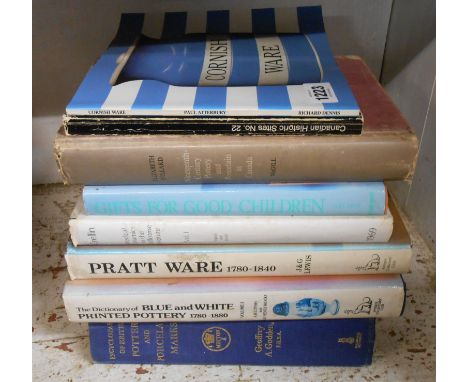 A selection of ceramic related books including Prattware, 19th Century Pottery and Porcelain in Canada, Goddens, Richard Denn