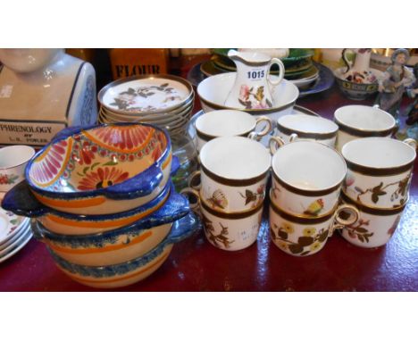 A small quantity of ceramic and glass items comprising Royal Worcester part tea set for twelve, four Quimper bowls and five g