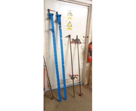 A large pair of sash cramps - sold with a smaller similar