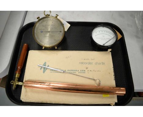 An electrical mains thermometer, fahrenheit and centigrade scales, by Negrettie &amp; Zambra, London, 16cms high including ba