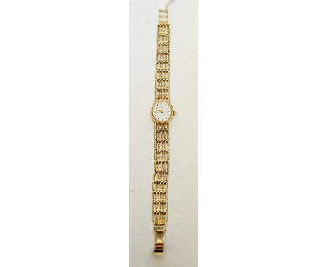 Rotary: a 9ct yellow gold cocktail watch, the oval dial with baton numerals, fitted quartz movement, and open link strap, 14.