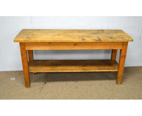 A vintage pine butcher's table, 157 x 54 x 77cms wide.