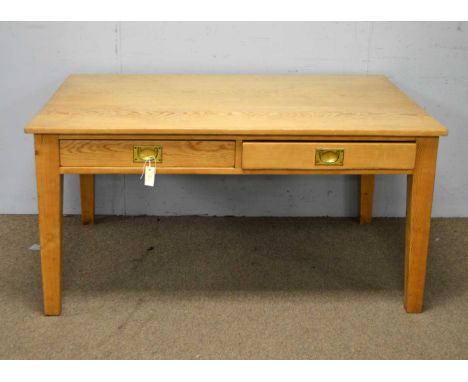 A vintage pine kitchen table, fitted two frieze drawers, 152 x 105 x 75cms high.