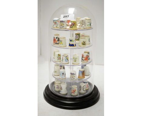 A collection of Royal Worcester hand-painted ceramic thimbles, most decorated with birds, with signatures including F. Round,