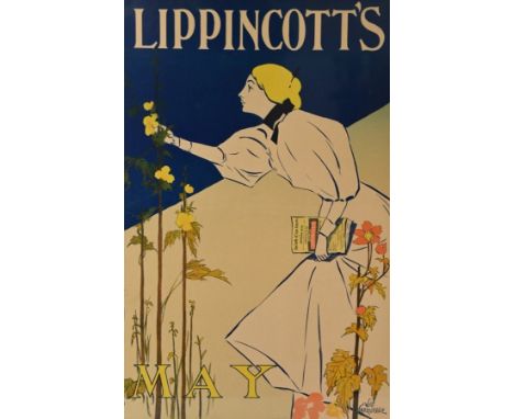 CARQUEVILLE  William (1871 Chicago, Illinois, USA - 1946 ebd.) "Lippincott's Mai" (1895) Frau beim Blumenpflücken (Lippincott