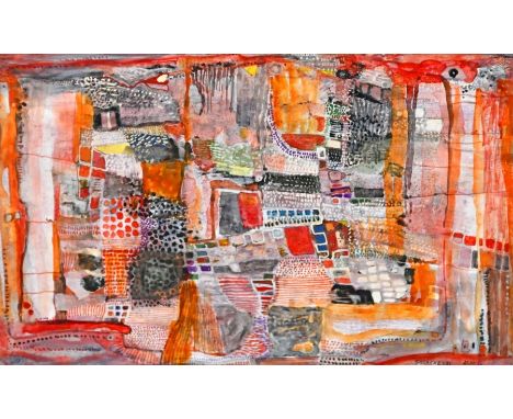 MÖRSTEDT  Alfred Traugott (1925 Erfurt - 2005 ebd.) "Gouache XXI", polychrome, verschiedenartige Strukturen, die wie ein Flic