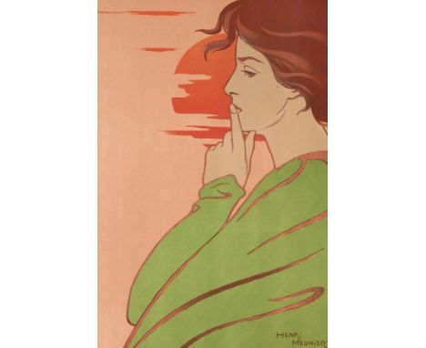 MEUNIER  Henri (1873 Ixelles, Belgien - 1922 - Brüssel) "L'heure du silence" (dt. Die Stunde der Stille) eine Frau, in grün g