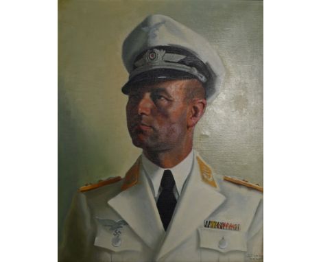 OFFIZIER IN UNIFORM  weiße Unifom mit Orden, signiert "Strobl" datiert 1940, Ölgemälde auf Leinwand, 66x52cm, R