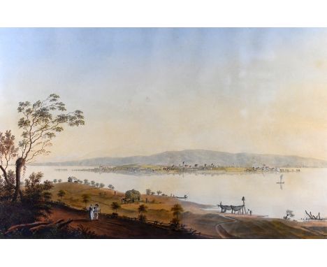 BLEULER  Louis (1792 Feuerthalen, Schweiz - 1850 Laufen-Uhwiesen, Schweiz) "Insel Reichenau" von Norden, 1819, Blick vom Ufer