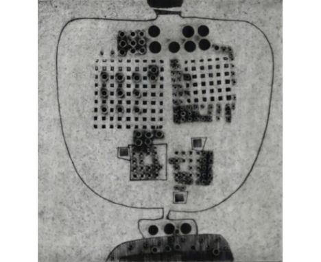 KELLER  Erich (1919 Konstanz - 2010 Costiglione d'Asti/Italien) "Abstrakt", Radierung in Schwarz auf Bütten, rechts unten sig
