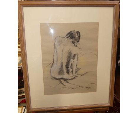 Philomena Leach - Repose, charcoal and pastel, signed and dated lower right '01, 43x33cm, together with a companion by the sa