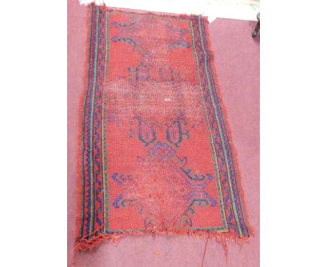 Five various Persian and Turkish woollen rugs (generally well used and in poor condition)