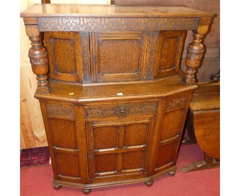 A joined oak compact court cupboard, width 107cm