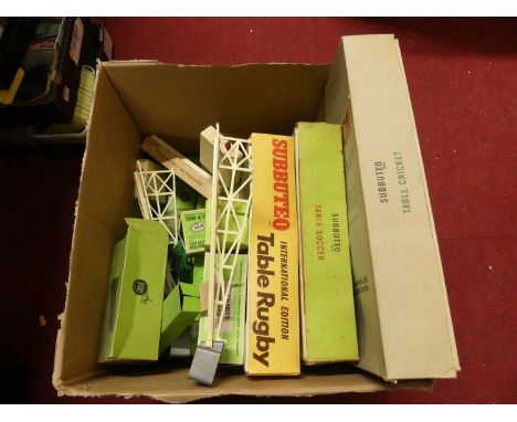 Subbuteo sets,teams and accessories to include table cricket, Belgium team, Arsenal team and others