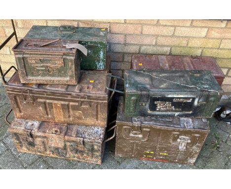 A collection of ammunition boxes (10)
