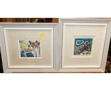 Vic Gray - Autumn whirl, enamel on porcelain, 8 x 10.5cm; together with two others by the same hand (3) 