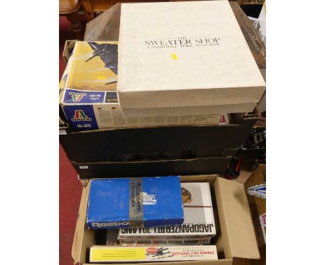 Four boxes containing a quantity of various scales, mostly plastic kits to include an Italeri SR71 Lockheed Blackbird, and ot